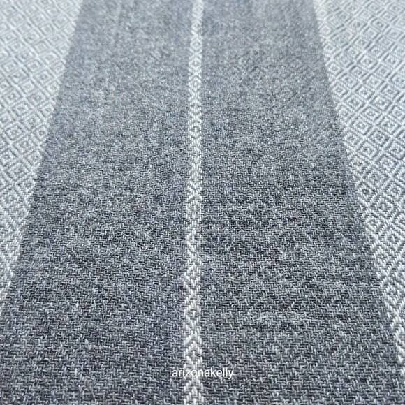 NWOT Cashmere Scarf Light and Dark Grey Stripe Diamond Weave - Picture 10 of 14